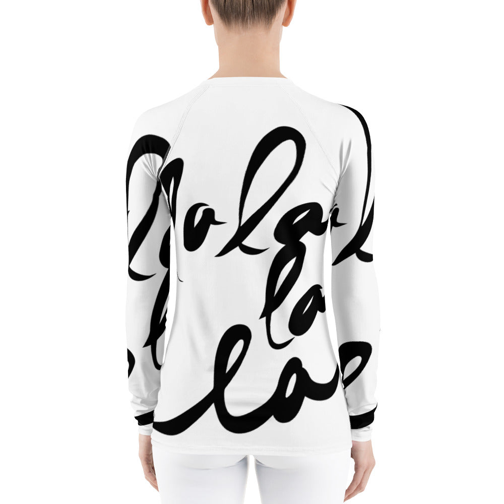 Fa La La La La Long Sleeve All Over Design (Black on White