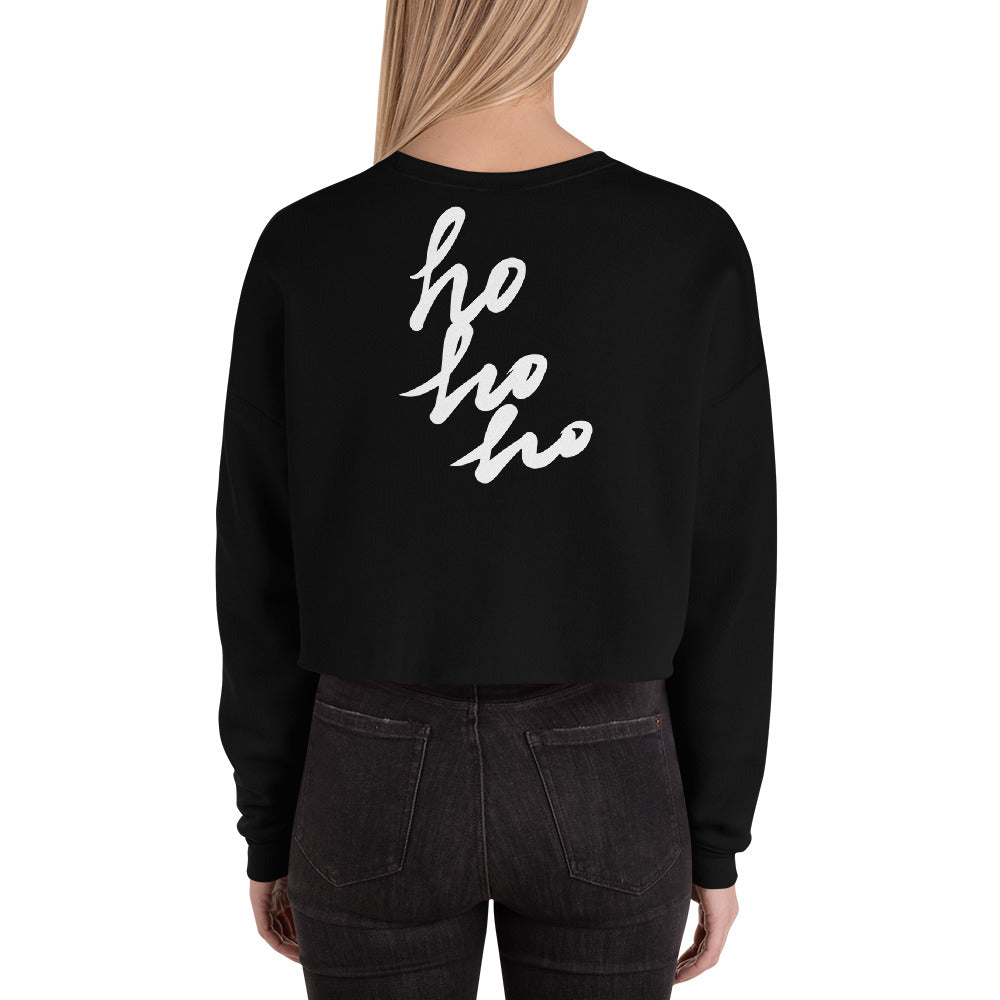 Ho Ho Ho Crop Sweatshirt (White on Black) – anniecatdesign